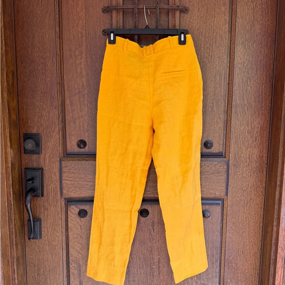 Mango Women’s linen Yellow Pants Size 2